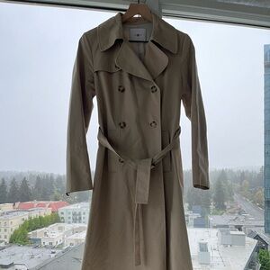 Beige long trench coat
